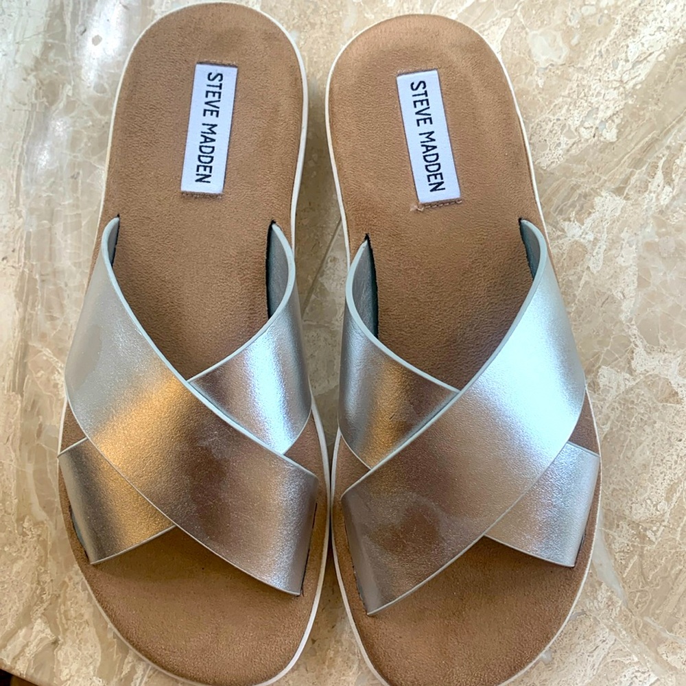 Silver slip ons